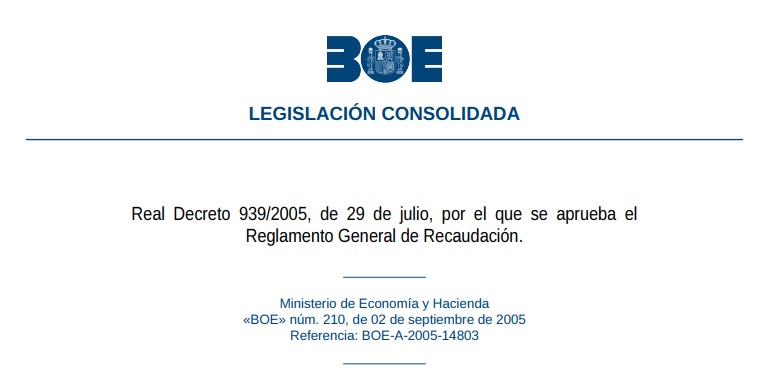 Test del Real Decreto 939/2005, de 29 de julio, por el que se aprueba el Reglamento General de Recaudación